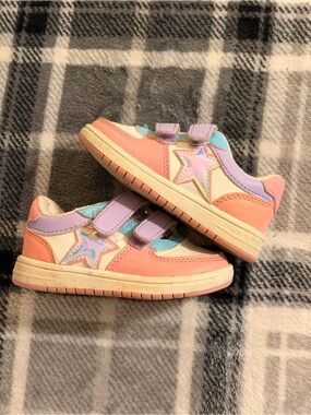The Children's Place Pastel Star Velcro Sneakers - Pink, Purple, Teal